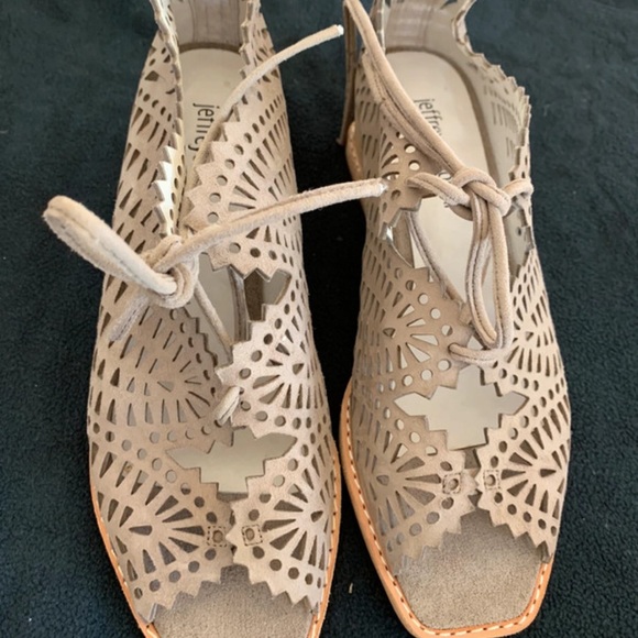 Jeffrey Campbell Taupe Laser-Cut Heels - Picture 1 of 4